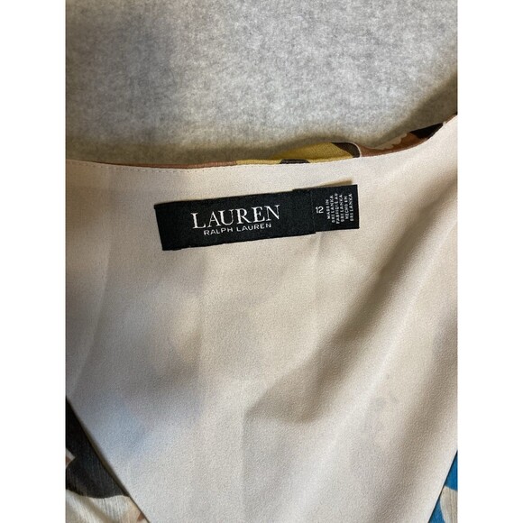 lauren ralph lauren Dress Sz 12 Black Label Floral V Neck Flowy Classic Spring - Picture 4 of 16